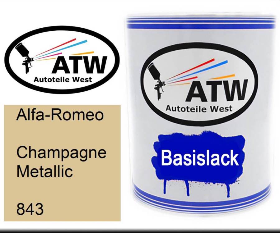 Alfa-Romeo, Champagne Metallic, 843: 1L Lackdose, von ATW Autoteile West.